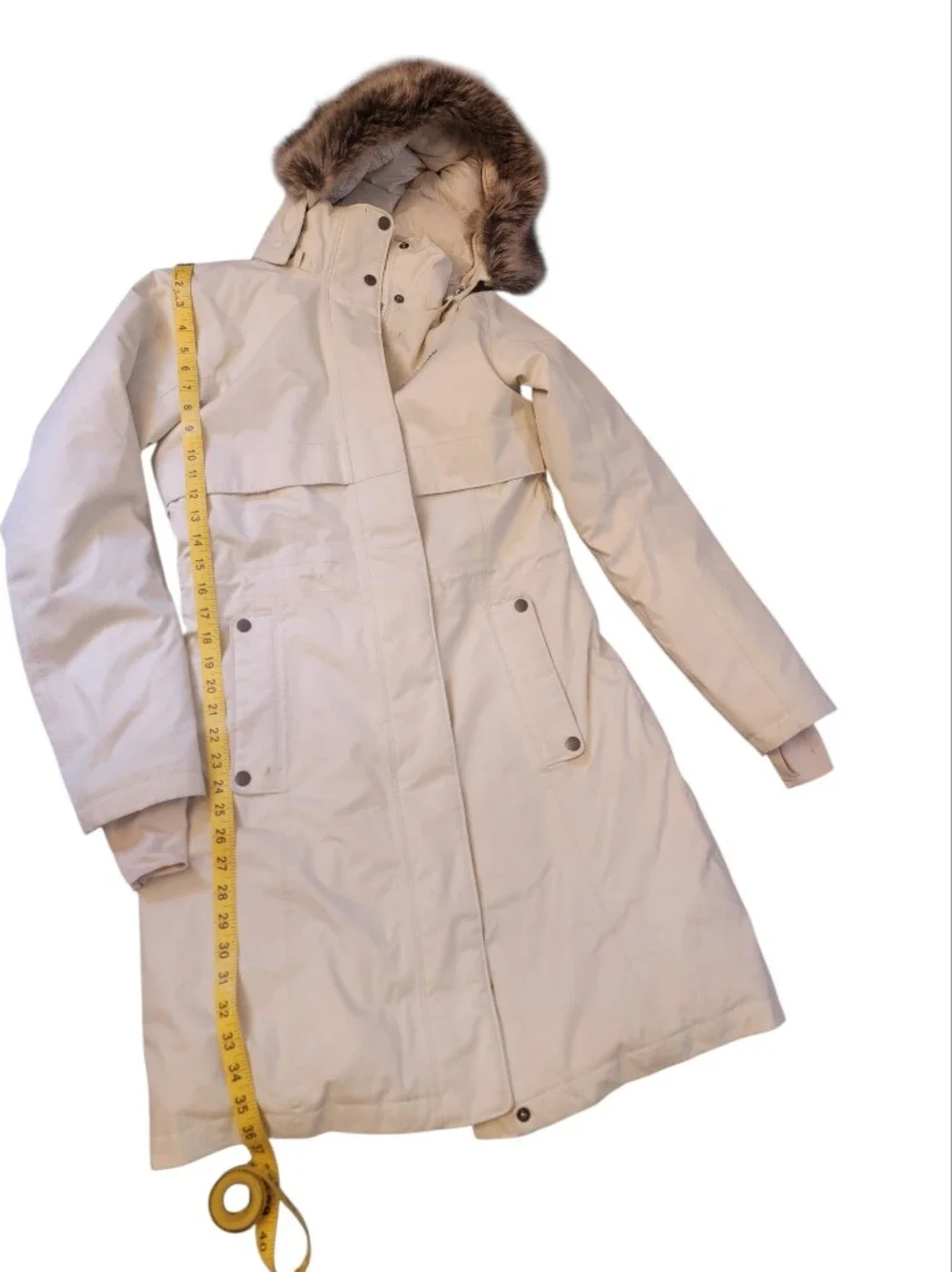 Columbia Women's Cream Parka with Faux-Fur Hood